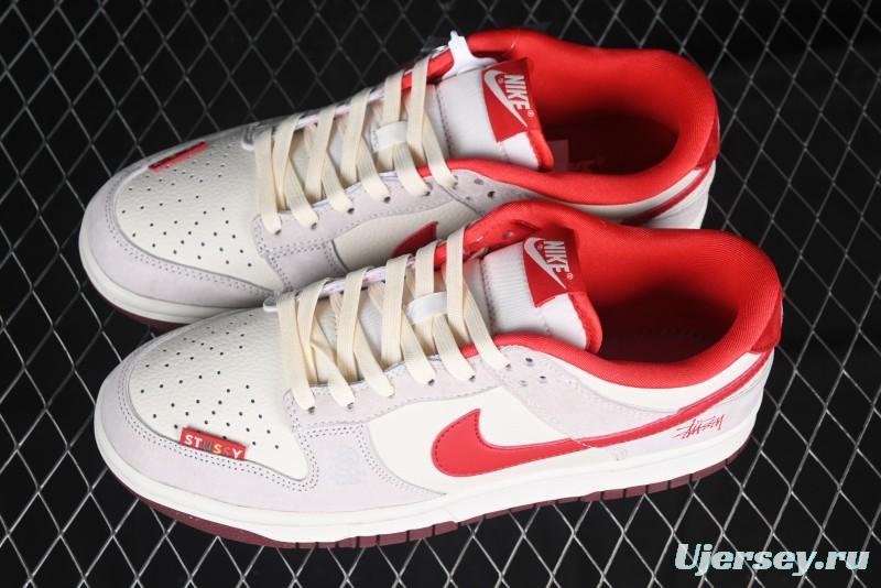 Nike SB Dunk Low Stussy Anniversary Edition Custom Sneakers with Red Swoosh - KK1333-021