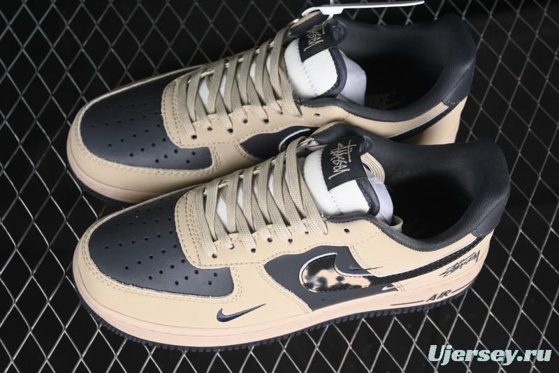 Nike Air Force 1 '07 Low Stussy Collaboration Grey Fog Swoosh Low-Top Casual Sneakers - KK1988-033