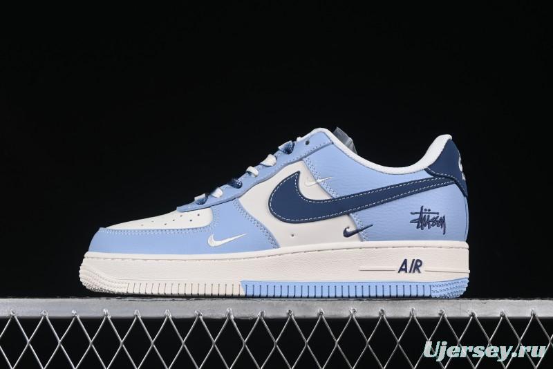 Nike Air Force 1 '07 Low Stussy Collaboration Dual-Tone Sky Blue Low-Top Casual Sneakers - XS1958-516
