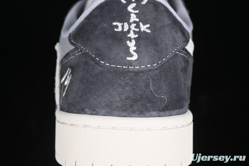 Nike Travis Scott x Fragment Design x Air Jordan 1 Low OG SP AJ1 Retro Sneakers in Traffic Grey - CF3688-055