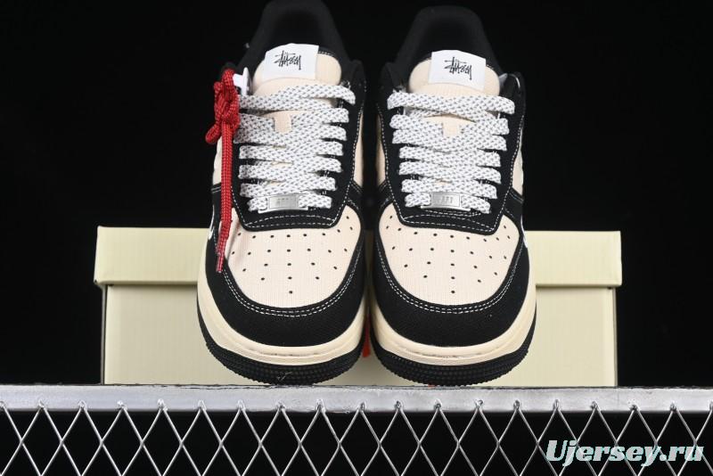 Nike Air Force 1 '07 Low Stussy Collaboration Beige Black Low-Top Casual Sneakers - XZ6188-762