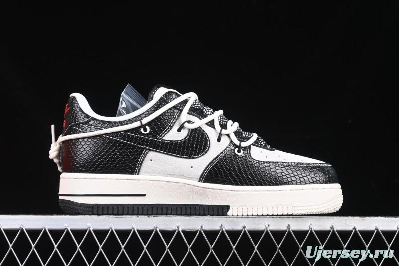 Nike Air Force 1 '07 Low Stussy Year of the Snake Limited Edition Black Snake Print Drawstring Casual Sneakers - DM6688-013
