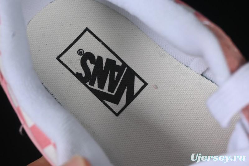 Vans Knu Skool Low Top Comfortable Slip Resistant Wear Resistant Casual Sneakers in Pink Checker - VN0009QCREV