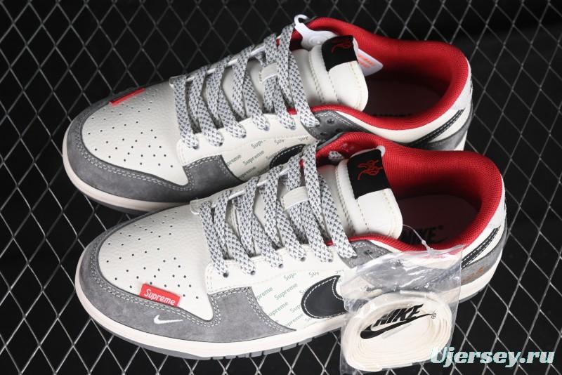 Nike SB Dunk Low Supreme Collaboration Bullet Screen Black Check Anniversary Customized Low-Top Casual Sneakers - FC1688-208