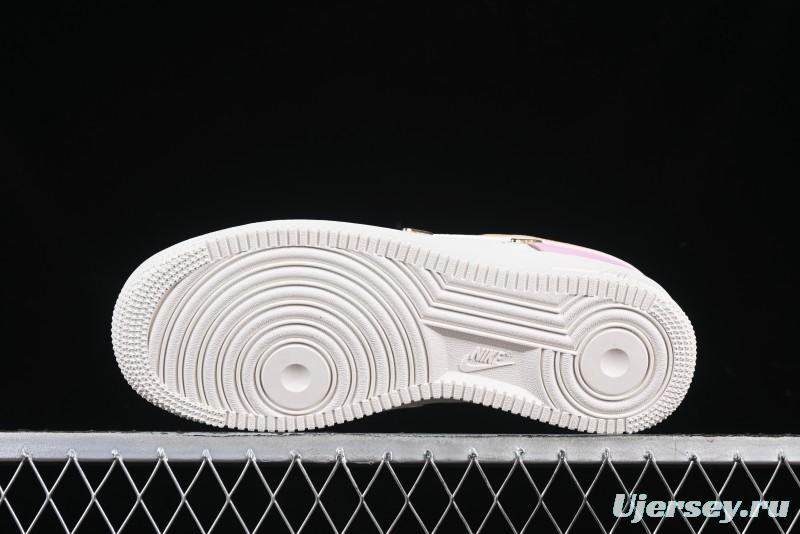 Nike Air Force 1 '07 Low White Pink Swoosh Casual Sneakers - IB2574-600
