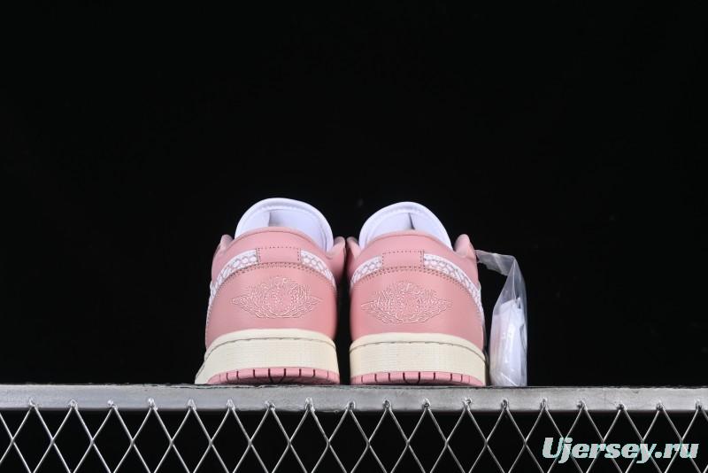 Nike Air Jordan 1 Low AJ1 Custom White Pink Low-Top Casual Lifestyle Sneakers - DC0774-162