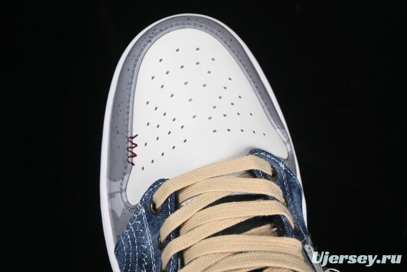 Nike Air Jordan 1 Low Retro Basketball Shoes Panda Prank Surf Fishing Overfishing Blue Brown Gray - 553558-140