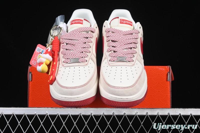 Nike Air Force 1 '07 Low Supreme Collaboration Year of the Snake Limited Edition Red Snake Swoosh Low-Top Casual Sneakers - HH7518-032