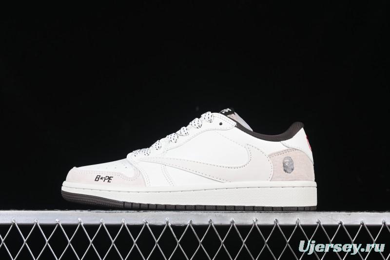 Nike Travis Scott x Fragment Design x Air Jordan 1 Low OG SP AJ1 Bape Collaboration Sneakers - AG3702-807