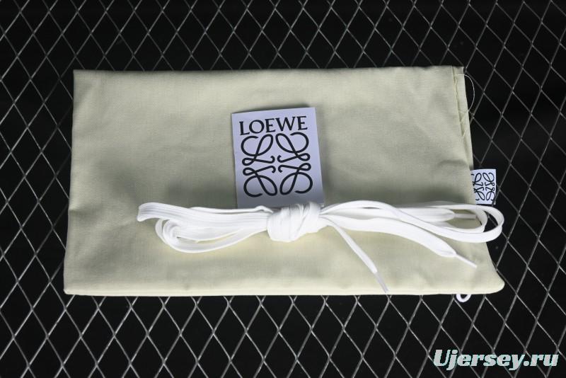 Loewe Ballet Runner 2.0 Sneakers Retro Style Low-Profile Casual Sports Shoes with Asymmetric Toe Design - White Blub