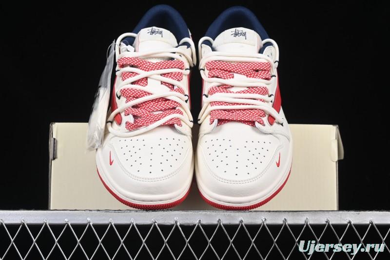 Nike Travis Scott x Fragment Design x Air Jordan 1 Low OG SP AJ1 Retro Sneakers with Reverse Swoosh - SJ0086-138