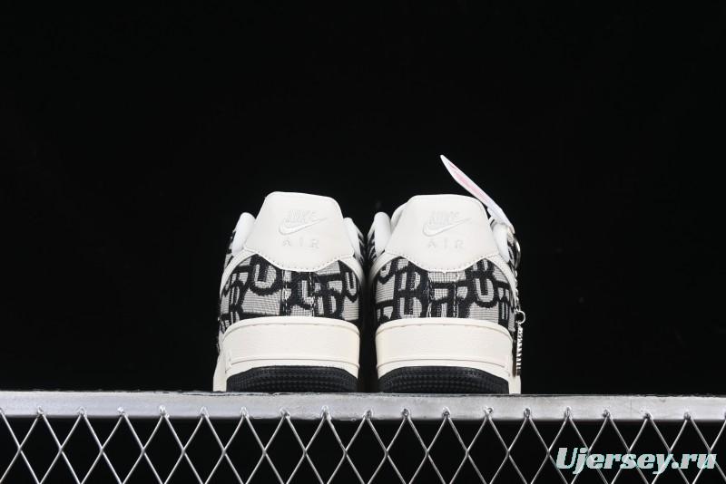 Nike Air Force 1 '07 Low Dior Collaboration Black Pattern Low-Top Casual Sneakers - DF0188-028