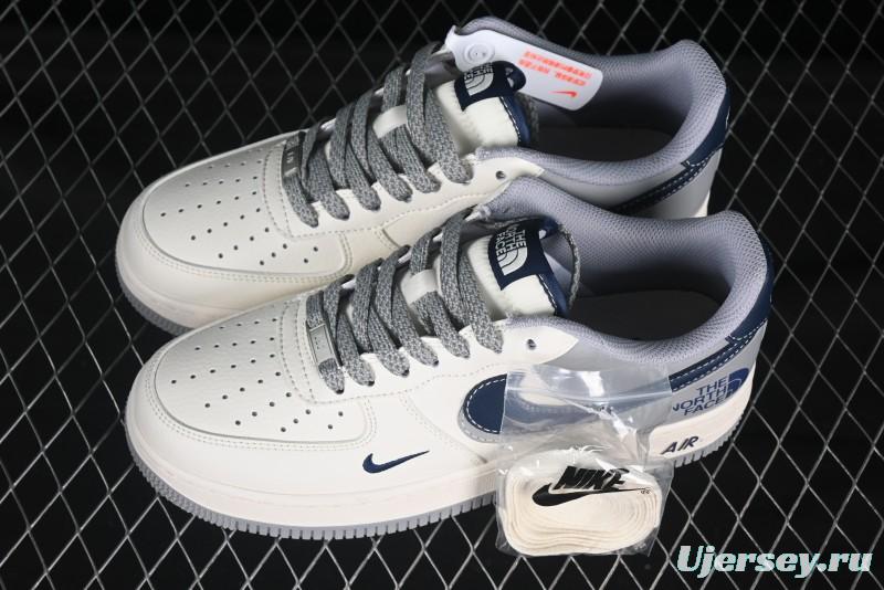 Nike Air Force 1 '07 Low The North Face Collaboration Grey Blue Double Swoosh Casual Sneakers - XS1958-520