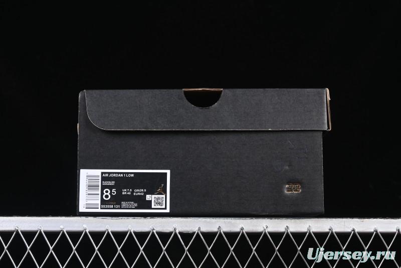 Nike Air Jordan 1 Low AJ1 Basketball Shoes in Black White Silver - 553558-131