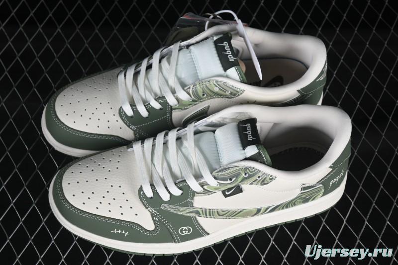 Nike Travis Scott x Fragment Design x Air Jordan 1 Low OG SP AJ1 Retro Sneakers in Wave Green - XS2024-004