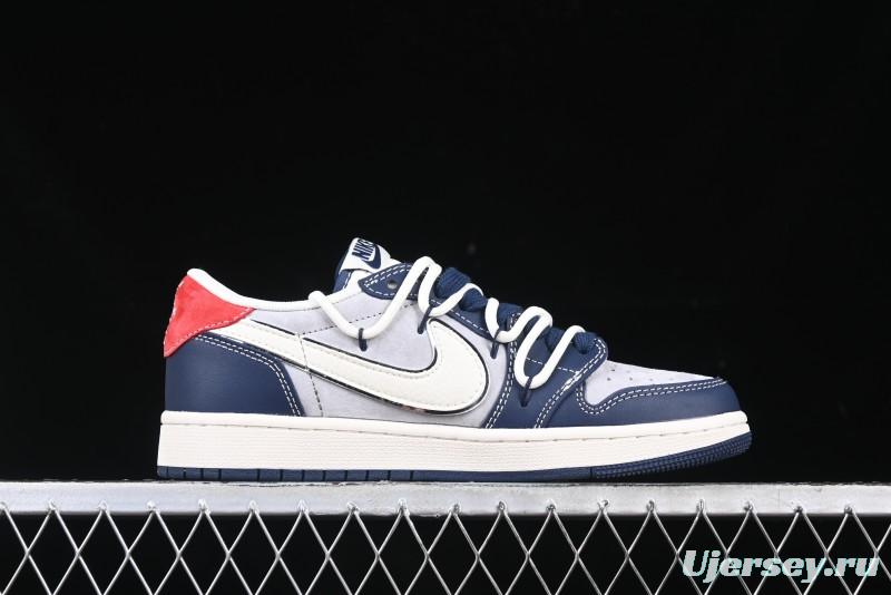 Nike Travis Scott x Fragment Design x Air Jordan 1 Low OG SP AJ1 Graffiti Drawstring Low-top Casual Sneakers - XS3186-203