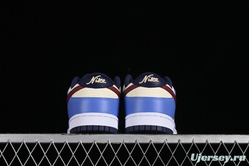 Nike Dunk Low SB Skateboarding Shoes in White Blue Red Colorway - FV8119-161