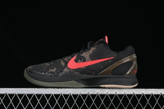 Nike Kobe 6 Protro "Reverse Grinch" Basketball Shoes - Black/Red Camo