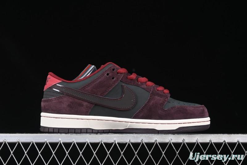 Nike SB Dunk Low "Dark Burgundy & Black" - Premium Suede Skate Shoes