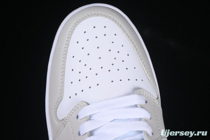 Nike Air Jordan 1 Low AJ1 Casual Sneakers with Cream and Blue Accents - 553558-146