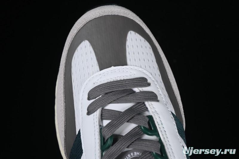 Adidas Retro-Inspired Sneakers - White, Grey & Green with Boost Sole