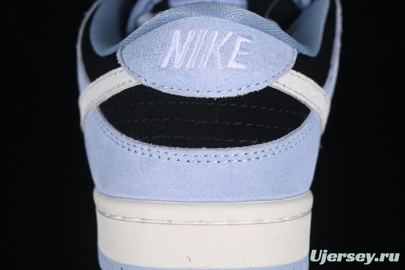 Nike SB Dunk Low Aluminum Skateboarding Shoes with Black Blue White Swoosh - HF3063-400