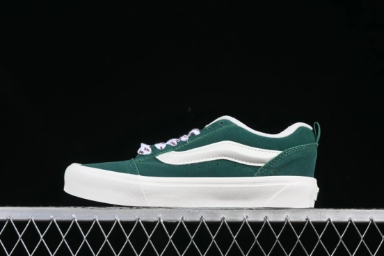 Classic Green Suede Skate Shoes with Signature Wave Design