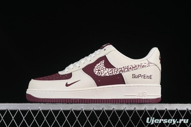 Nike Air Force 1'07 Low Supreme Collaboration Rice Wine Red Casual Sneakers - KK1988-070