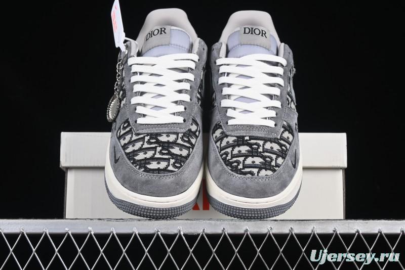 Nike Air Force 1'07 Low Dior Collaboration Grey Knit Skeleton Low-Top Casual Sneakers - KK1988-056