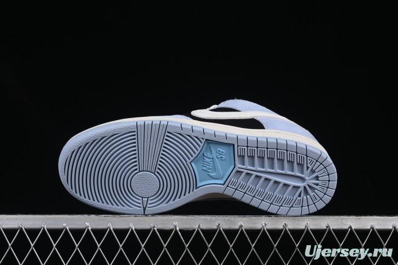 Nike SB Dunk Low Aluminum Skateboarding Shoes with Black Blue White Swoosh - HF3063-400