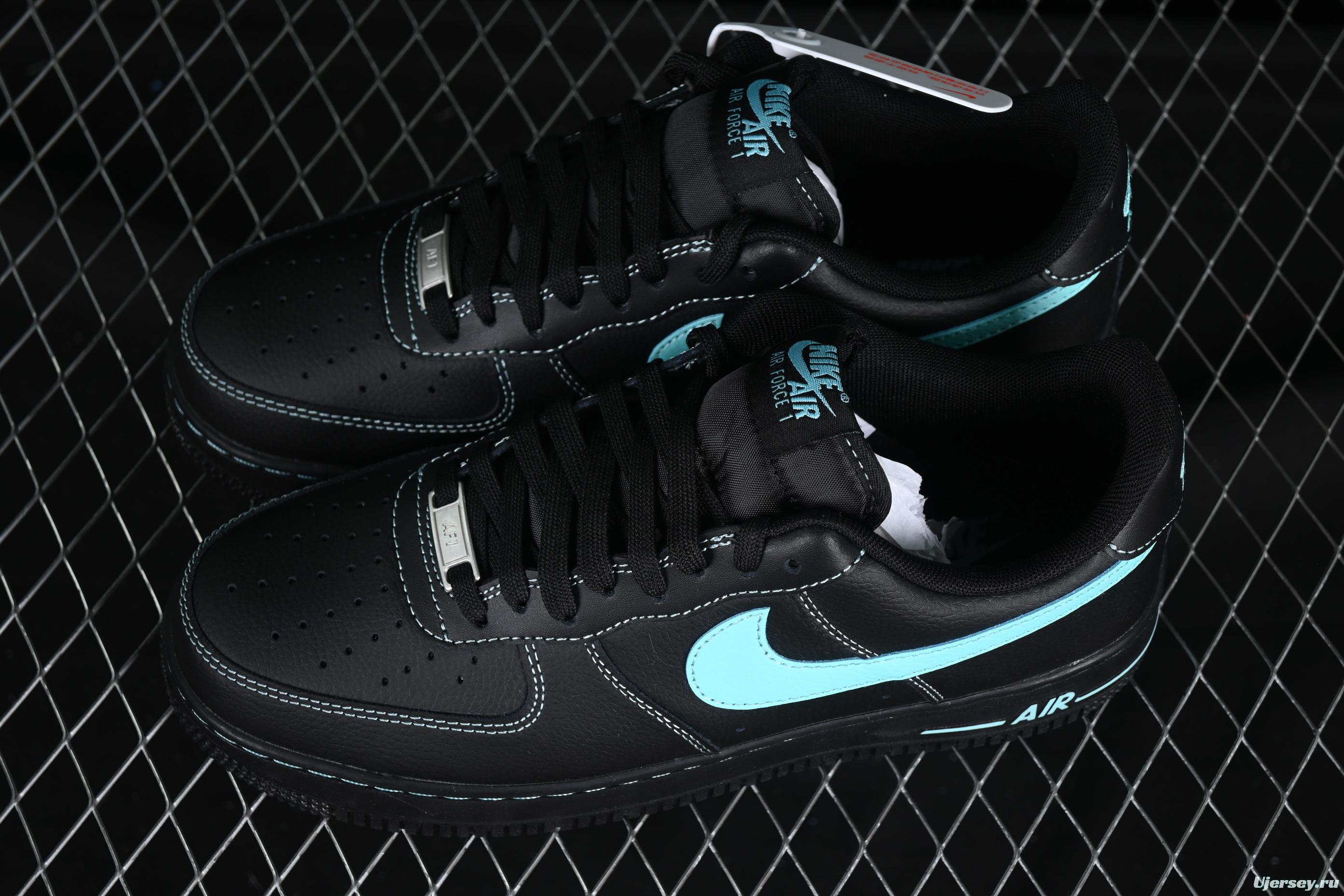 Nike Air Force 1 Low "Tiffany Blue" – Black & Aqua Classic