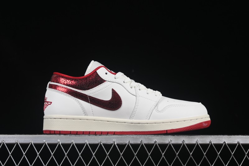 Nike Air Jordan 1 Low AJ1 White Red Low Top Casual Sneakers - HJ9338-106