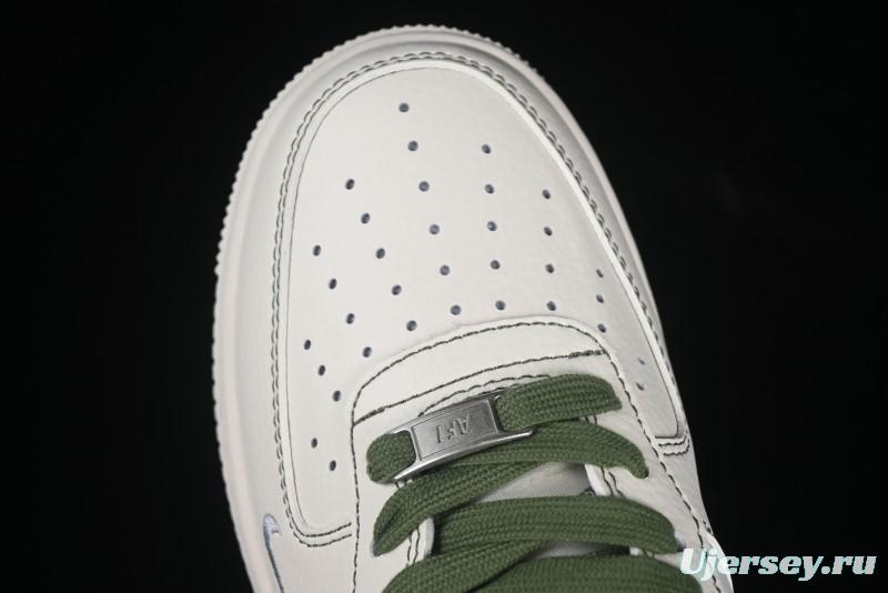Nike Air Force 1 '07 Low Stussy Collaboration Dual-Tone Beige Green Casual Sneakers with Strap - XS1958-525