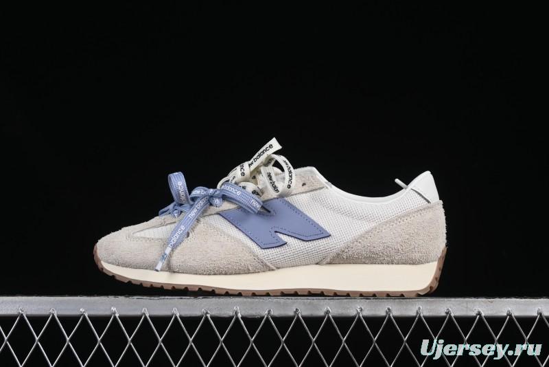 New Balance 237 Heritage Sneakers - Suede and Mesh in Muted Gray with Blue Accents
