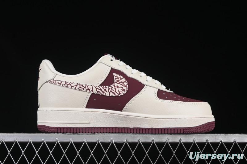 Nike Air Force 1'07 Low Supreme Collaboration Rice Wine Red Casual Sneakers - KK1988-070