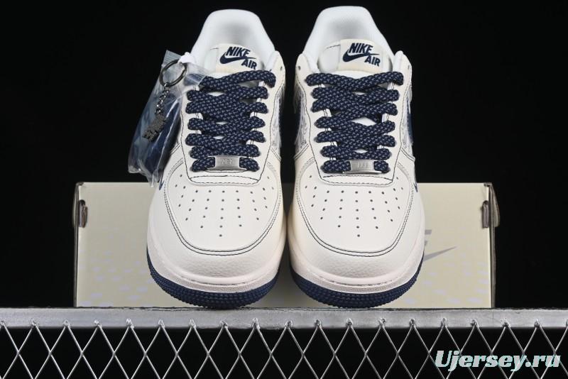 Nike Air Force 1 'Wave Swoosh' Edition – White & Navy**
