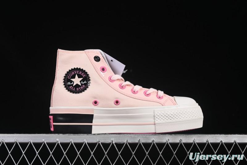 Converse Chuck 70 High Top Platform Sneakers in Pink Color Block Design - A14825C