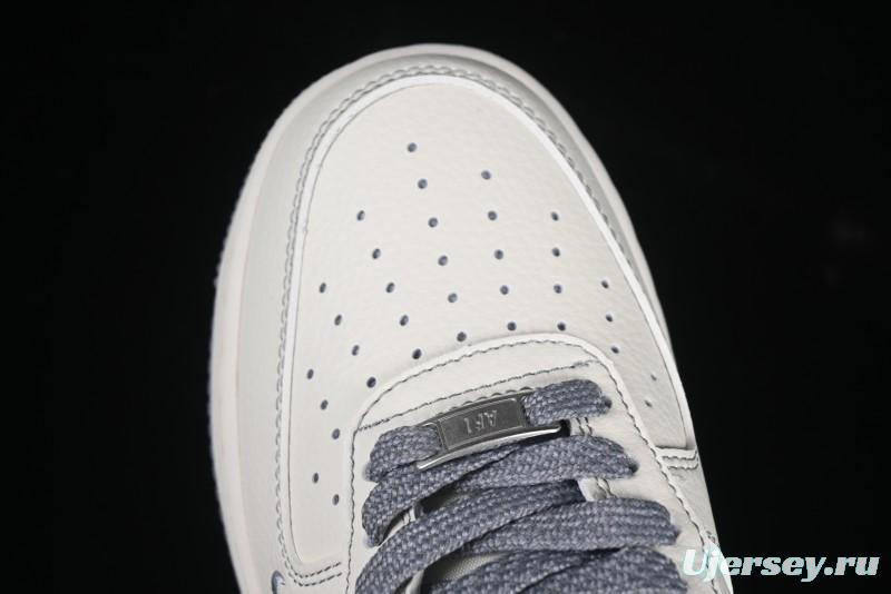 Nike Air Force 1 '07 Low Stussy Collaboration Grey Swoosh Casual Sneakers - HH7518-041