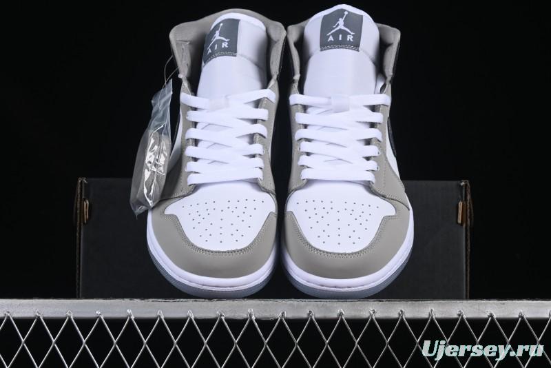 Nike Air Jordan 1 Mid AJ1 White Grey Mid Top Casual Sneakers - HF3193-100