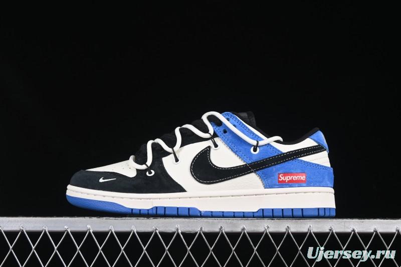 Nike SB Dunk Low Sup Series Strap Black White Black Swoosh Anniversary Custom Low-Top Casual Skate Shoes - YX5066-271