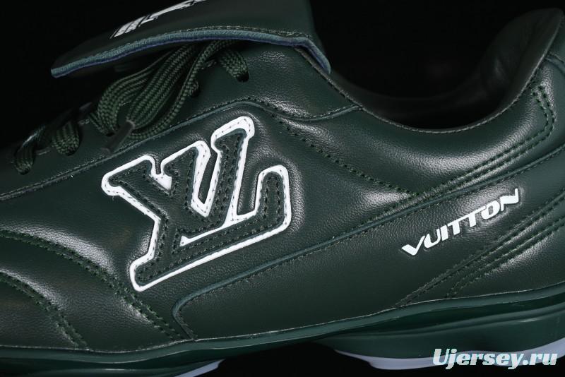 Louis Vuitton Footprint Soccer 2025 Spring Summer Collection Round Toe Lace-Up Low Top Lifestyle Casual Shoes - D.GREEN