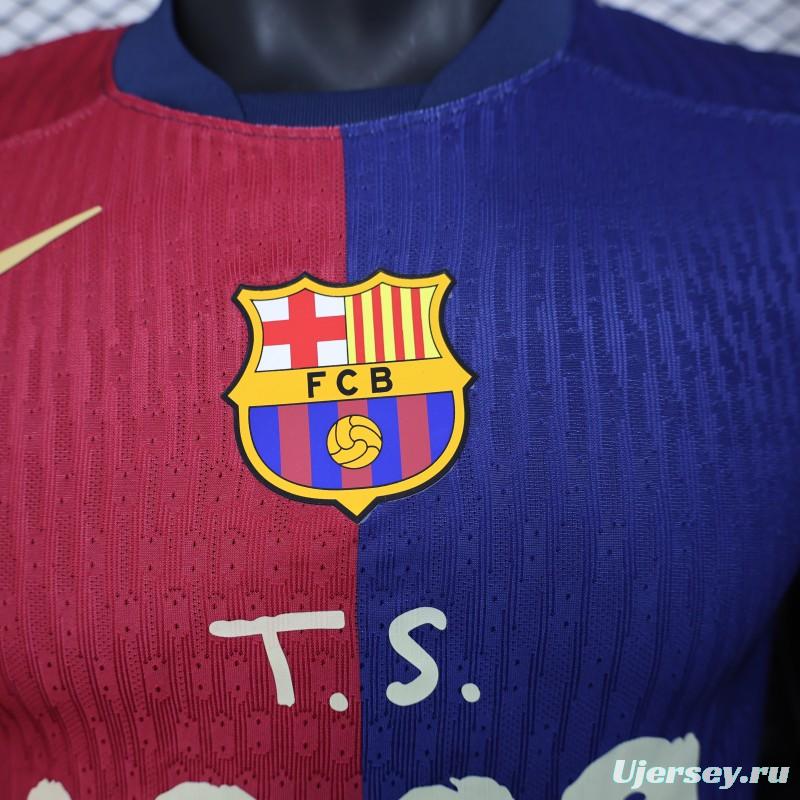 Player Version 25/26 FC Barcelona Home  with Pink "T.S. 1989" Jersey