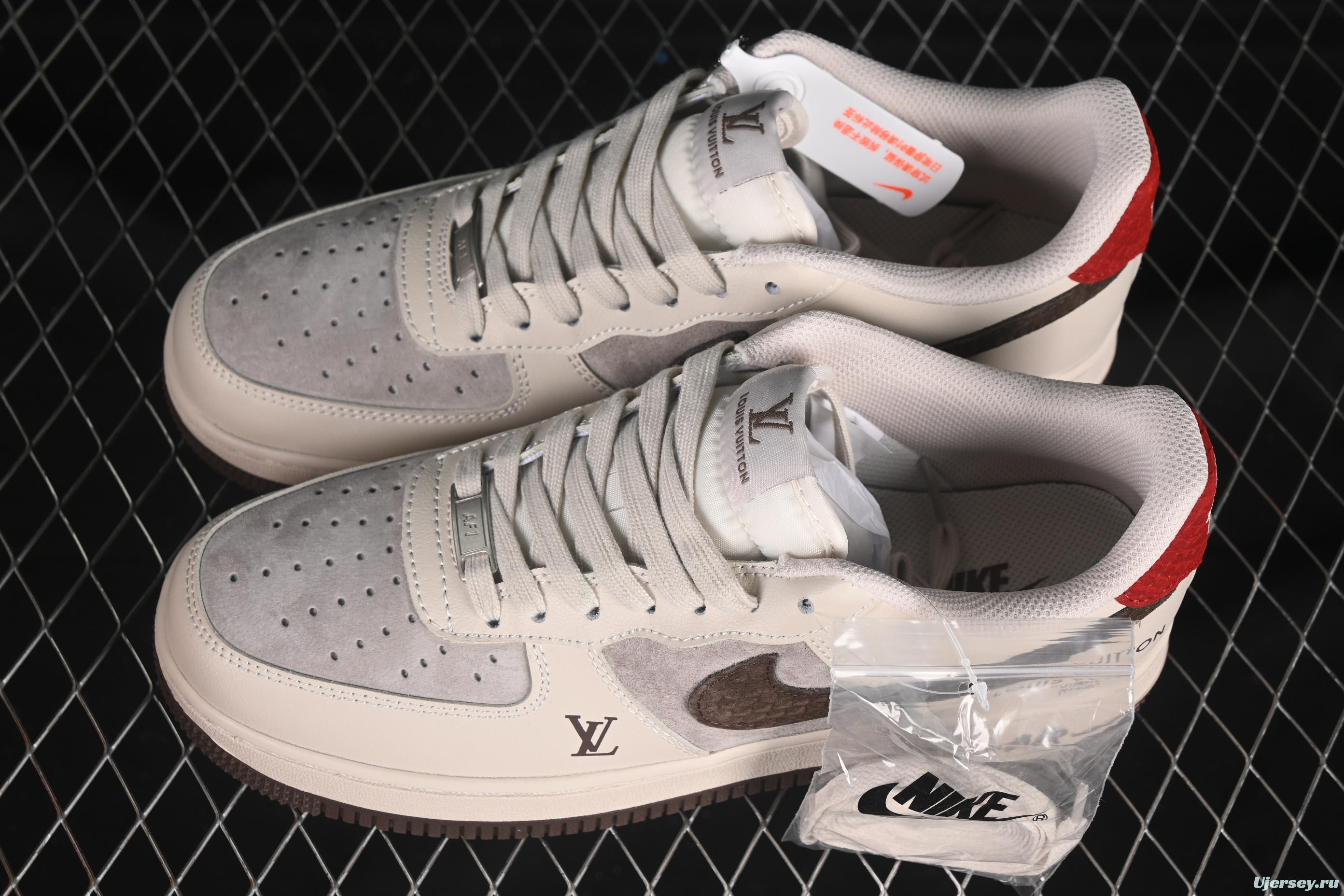 Nike Air Force 1'07 Low LV Collaboration Tan Brown Red Sole Casual Sneakers - XX3168-129