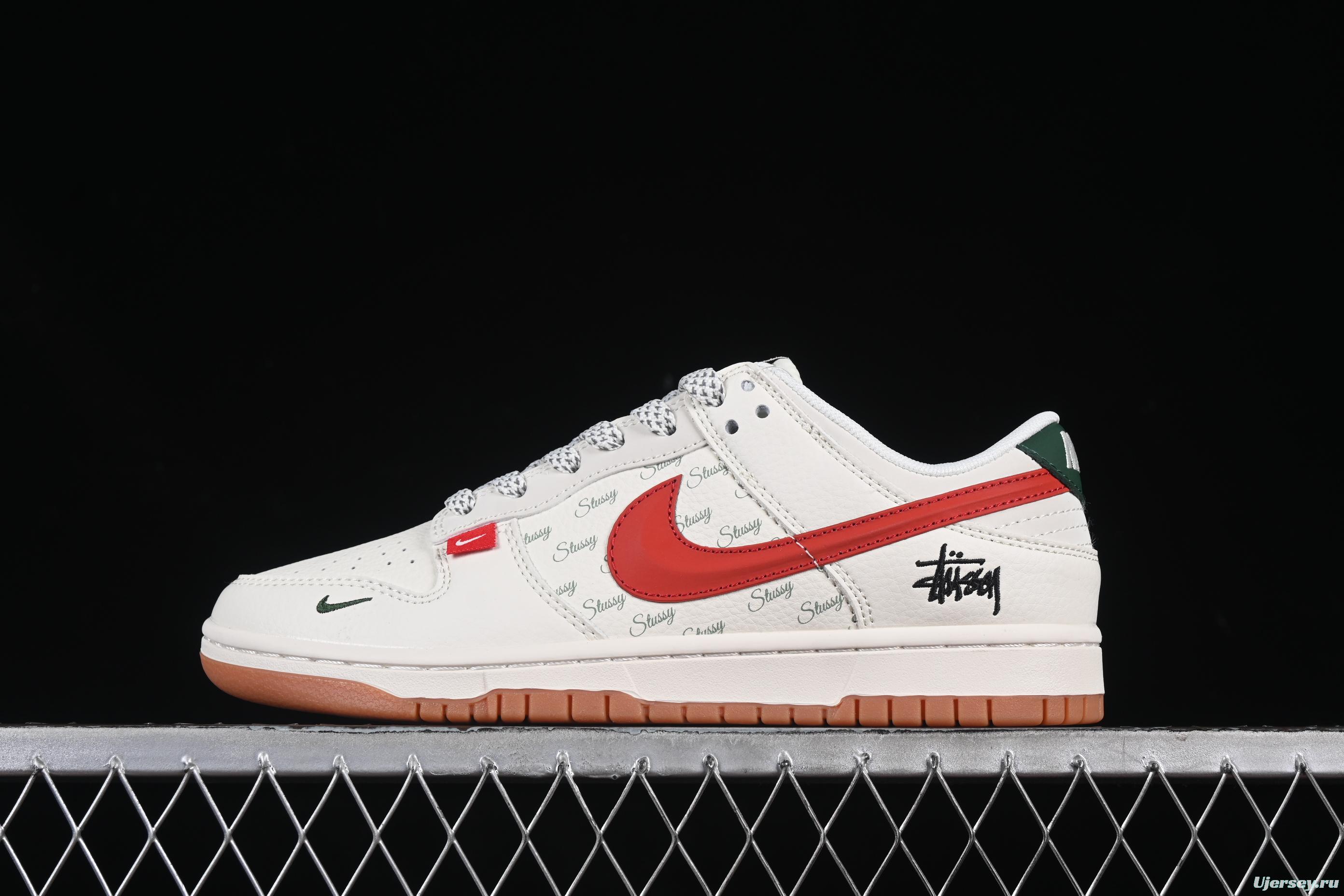 Nike SB Dunk Low Stussy Collaboration 3D Red Swoosh Anniversary Custom Low-Top Skate Shoes - XS6089-542