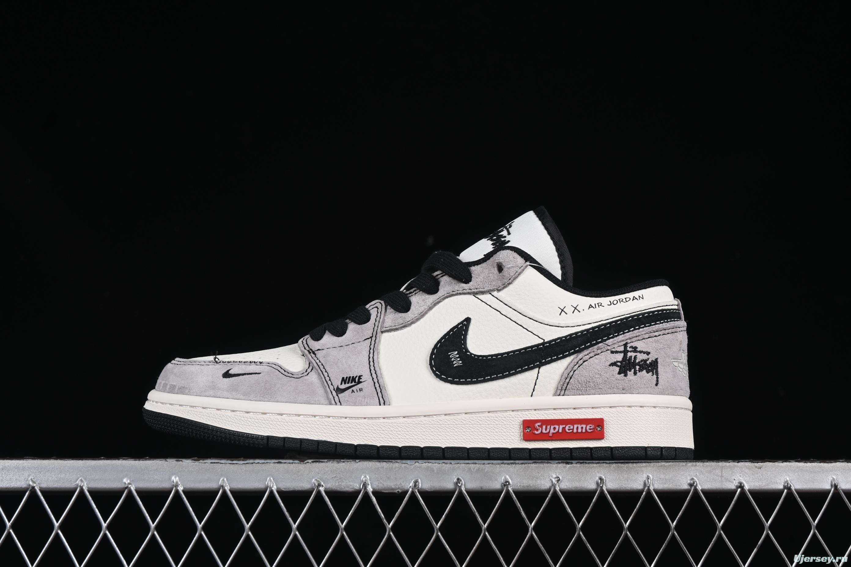 Nike Air Jordan 1 Low Stussy x Supreme Collaboration Custom High-End Retro Basketball Shoes - SJ9950-052