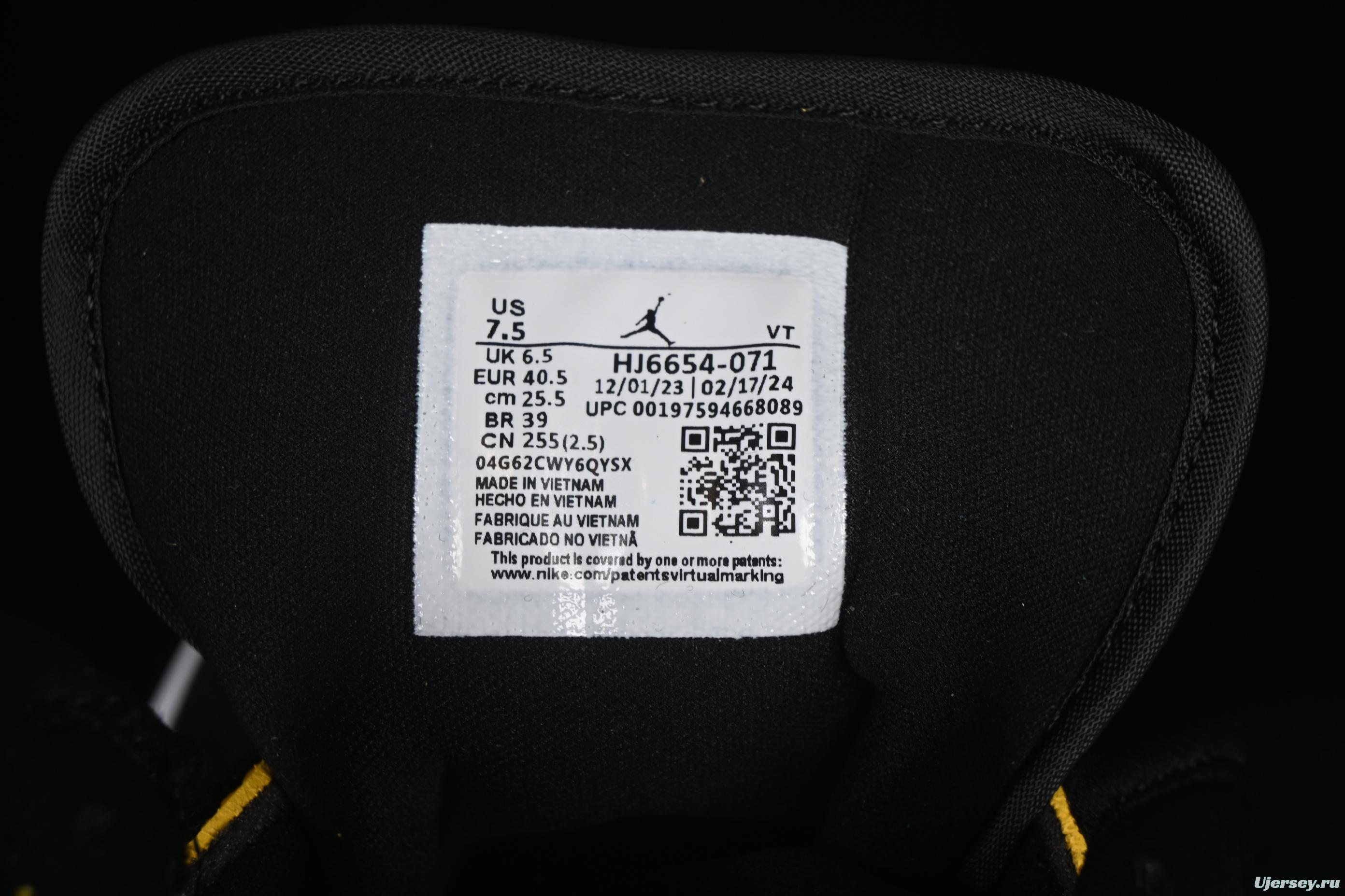 Nike Air Jordan 1 Mid AJ1 Black Yellow Mid-Top Casual Sneakers - HJ6654-071