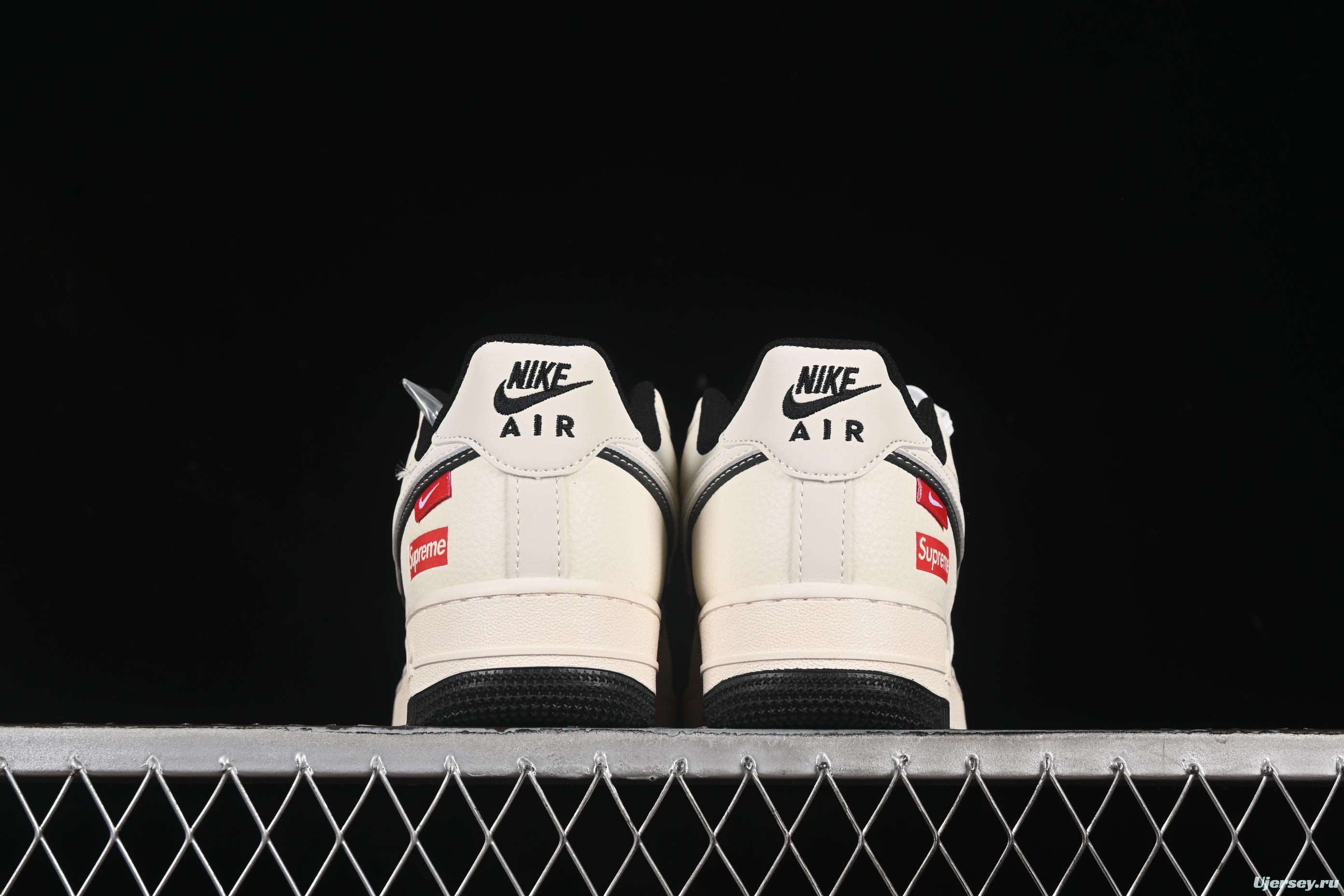Nike Air Force 1 '07 Low Supreme Collaboration White Black Double Swoosh Casual Sneakers - XS1958-545