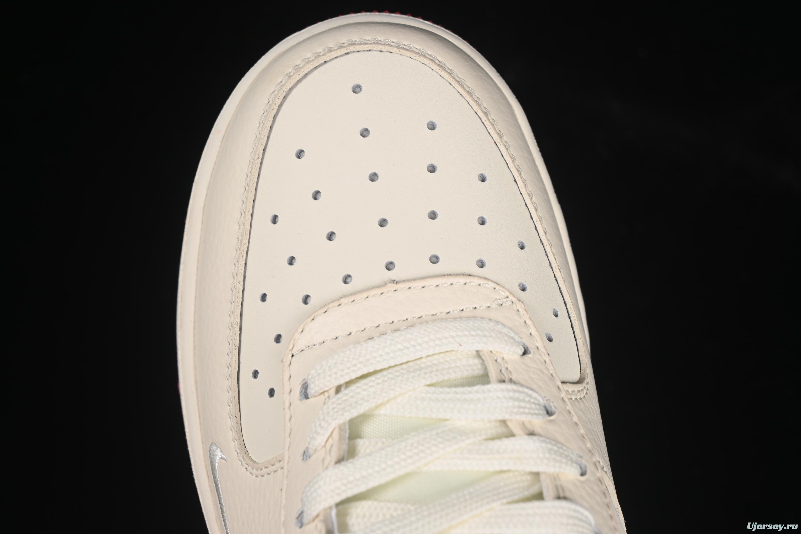 Nike Air Force 1 '07 Low Supreme Collaboration Sneakers with Red Snake Swoosh - DF0188-040