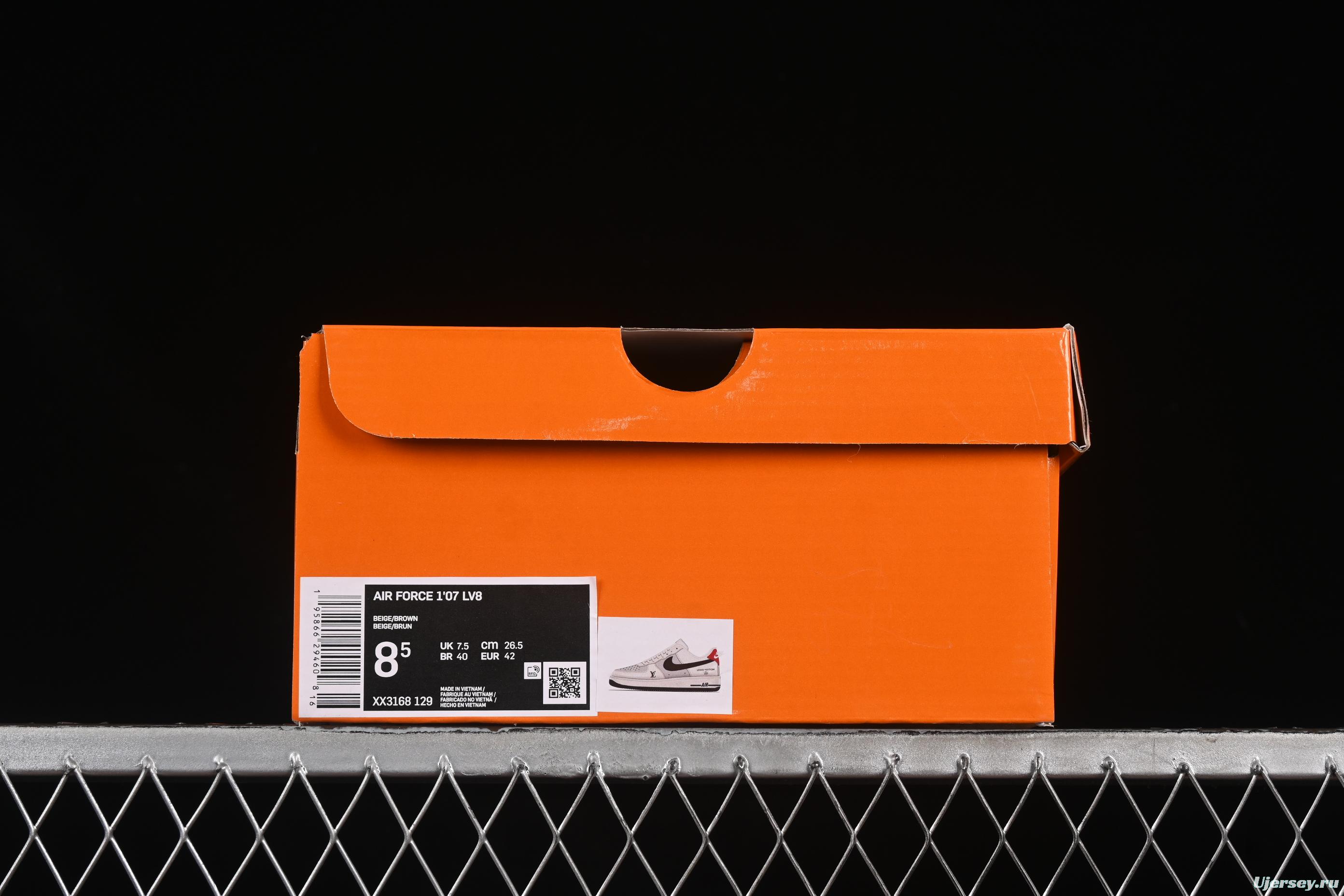 Nike Air Force 1'07 Low LV Collaboration Tan Brown Red Sole Casual Sneakers - XX3168-129