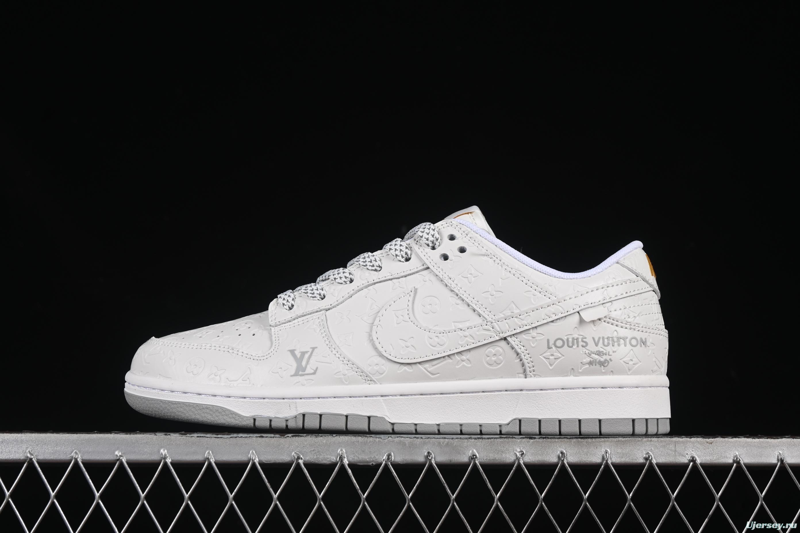Nike SB Dunk Low LV Collaboration Sneakers in Grey White with Subtle Print - XX3168-140